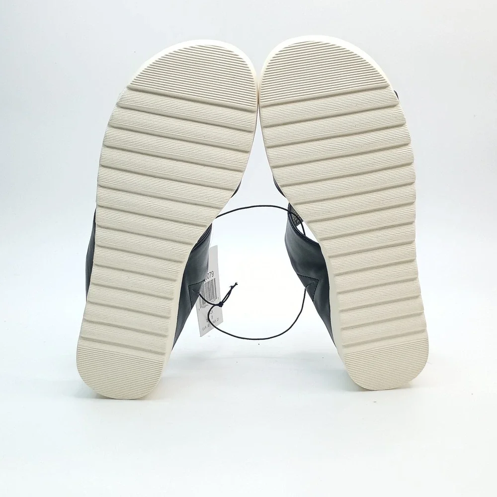Kensie Endy Comfort Wedge Sandals Women Size 8 Black Faux Leather KS261620